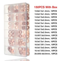 NEW Universal 150Pcs/Set Copper Diesel Injector Washer Seal Assortment Set Common Rail Injector Repair Kits