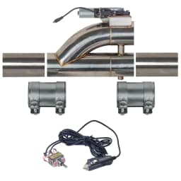 2" 2.25'' 2.5'' 3"  inch SS304 Double Valve Electric Exhaust Cut Out Valve with switch button and 2pcs Clamp Connector