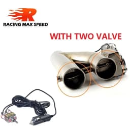 2" 2.25'' 2.5'' 3"  inch SS304 Double Valve Electric Exhaust Cut Out Valve with switch button and 2pcs Clamp Connector