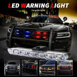 4Pcs White Yellow Grill Car LED Light Strobe Red Blue Emergency Remote Wireless Control Flash Signal Fireman Beacon Warning Lamp