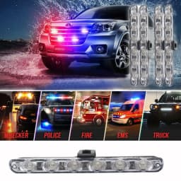4Pcs White Yellow Grill Car LED Light Strobe Red Blue Emergency Remote Wireless Control Flash Signal Fireman Beacon Warning Lamp