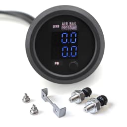 12/24V 0-232PSI/16BAR S-Series Ultra-Thin Round 52mm Dual Red&Blue&White LED Display Air Pressure Gauge FORAir Suspension System