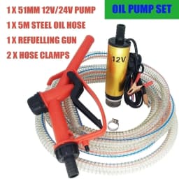 2 in 1 Oil Pump Refueling Gun Electric Submersible 5 Meter Steel Hose Fuel Water Camping Accessories