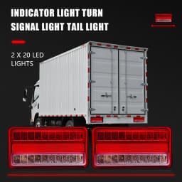 12V-80V 2Pcs 20LED Tail Light Waterproof Car Truck Trailer Camper Van Stop Brake Rear Reverse Indicator Lights Turn Signal Lamp