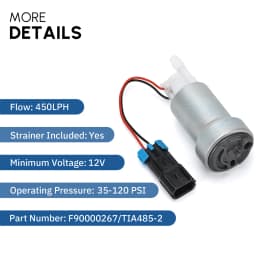 WLR - E85 Compatible Racing High Performance internal 450LPH Fuel Pump For Nissan Skyline Subaru WRX F90000267 & Install Kit