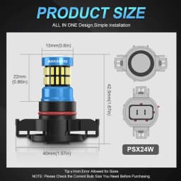 2x 2504 PSX24W 12276 LED 6000K Xenon White Fog Lights DRL Daytime Running Parking Car Bulbs Super Bright Auto Replacement Lamp