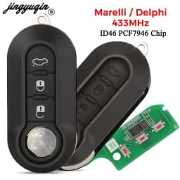 Jingyuqin 3Button 433Mhz Remote Key Dehilp Marelli System For Lancia Delta Musa Ypsilon Abarth 500 Punto id46 PCF7946 fob