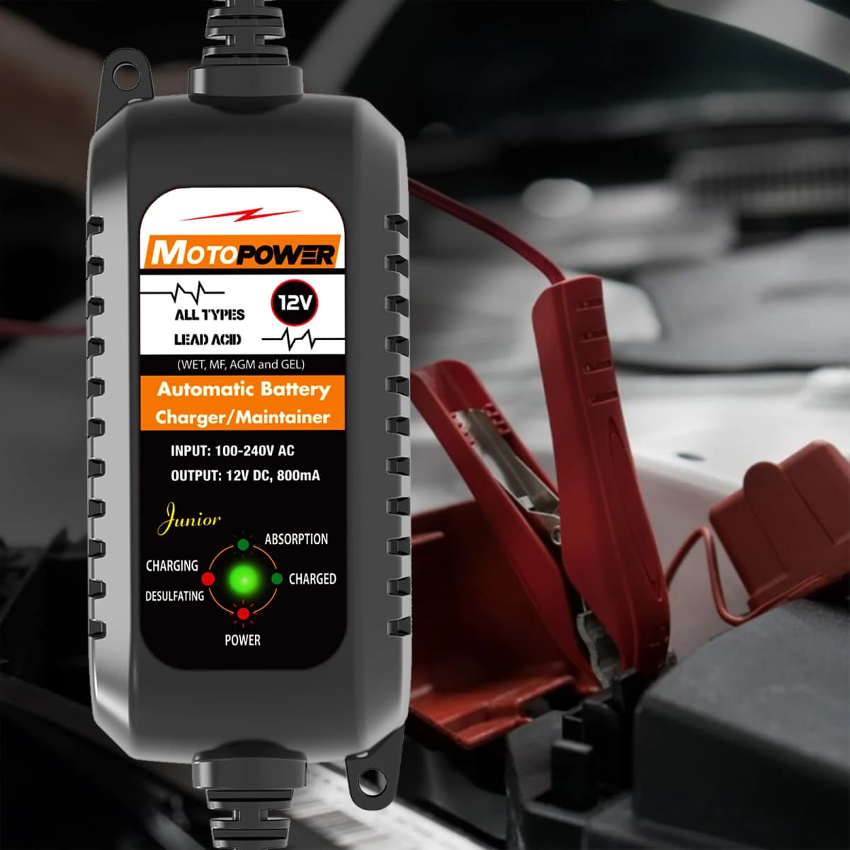 12V 800mA Automatic Smart Car Motorcycle Battery Charger Maintainer