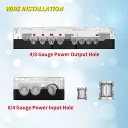 Fused Power Distribution Block Car Audio 4 Way MIDI(Mini-ANL) Fuse Block 12V 0/4 Gauge with Ground for Auto UTV Boat Stereo Amp