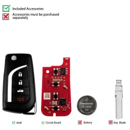 Xhorse XKTO12EN 2nd Generation Wire Remote Key V2 for Toyota Style 4 Buttons Wireless Programming (5pcs/lot)