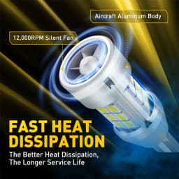 AUXITO 2Pcs W16W T15 LED Reverse Light 6500K White Canbus No Error Bulbs 2000LM 921 912 Backup Bulb Car Reversing Lamp with Fan