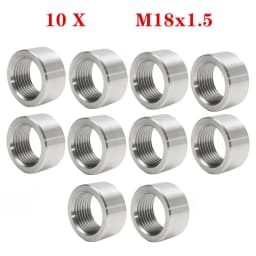 10X 304 M18 X 1.5 Stainless Steel Weld Bung Nut O2 Oxygen Sensor Thread Weld‑On Nut For Car Exhaust Muffler Pipe Replacement
