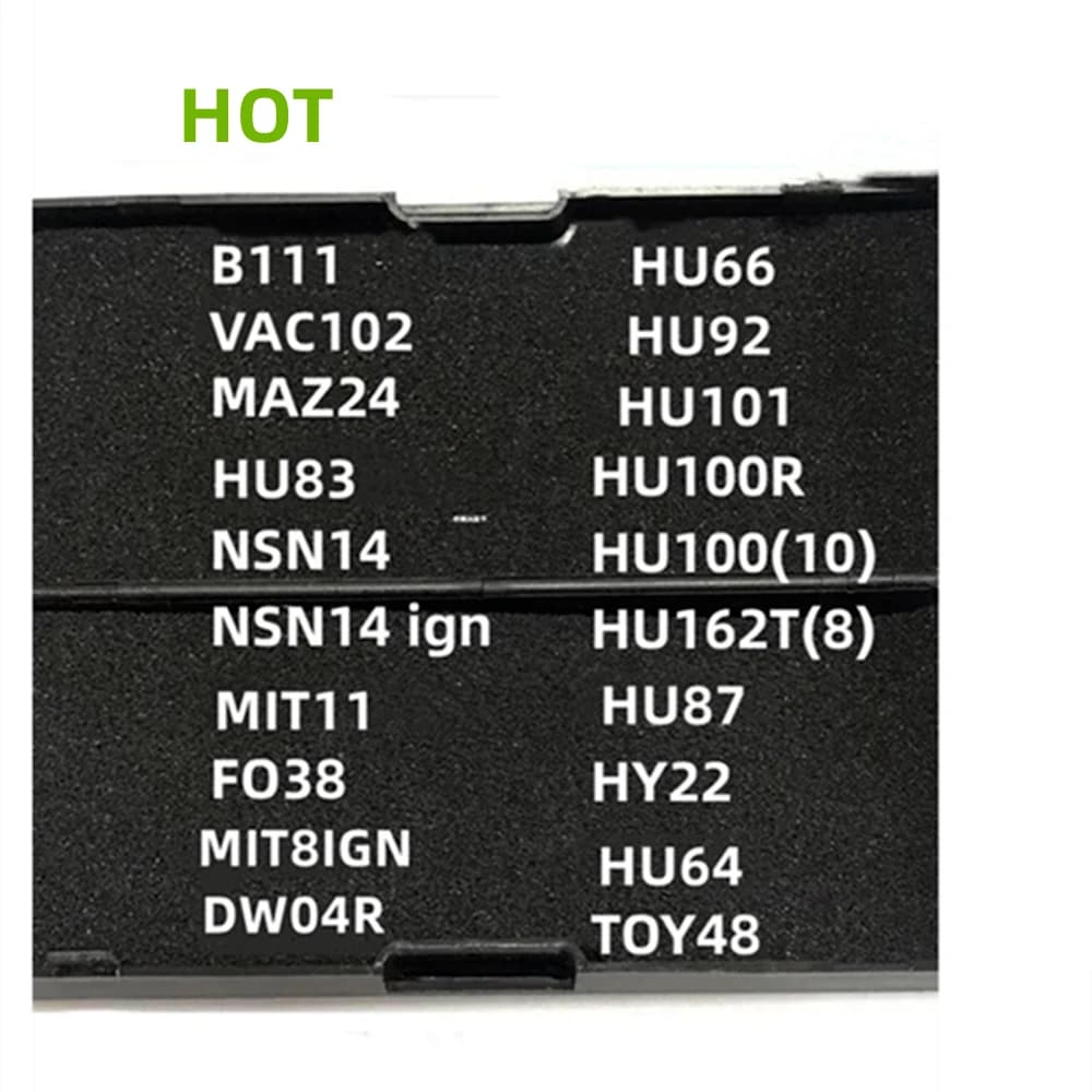Lishi 2 in 1 HU83 VAC102 HU87 MAZ24 NSN14 FO38 DW04R MIT11 MIT8IGN HU66 HU100 HU64 HU101 HU100R HU92 HU162T(8) TOY48 HY22