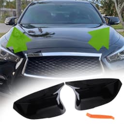 1 Pair Rearview Mirror Cover Replacement For Infiniti QX30 Q50 Q60 Q70 2014-2021 Black/Carbon Fiber Pattern Cap Car Accessories
