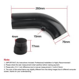Universal Alumimum 3'' 75mm Car Cold Air Intake System Turbo Induction Pipe Tube Silver Black Red Color