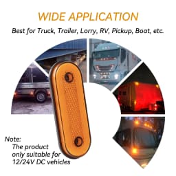 8pcs 12V 24V Oval LED Side Light Front Rear Clearance Side Marker Lamp Parking Light Trailer Trailer Camper Pickup Surface Mount
