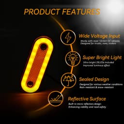 8pcs 12V 24V Oval LED Side Light Front Rear Clearance Side Marker Lamp Parking Light Trailer Trailer Camper Pickup Surface Mount
