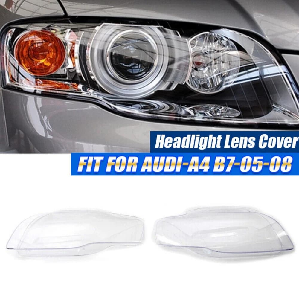 For Audi A4 B7 S4 RS4 2006 2007 2008 Front Headlight Lens Cover 1Pair Transparent Lampshade Clear Headlamp Cover Shell