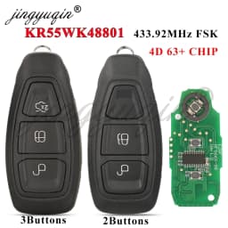 jingyuqin Car Remote Key For Ford Focus Fiesta C-Max Mondeo Ecosport Galaxy Kuga Smart Keyless 2/3Button 4D63 433MHz KR55WK48801