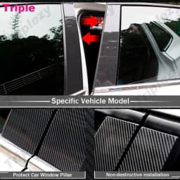 8Pcs Glossy Piano Black/Carbon Fiber/Chrome Car Door Window B C Pillar Post Cover Trim Sticker For Mazda 3 BK Sedan 2003-2008