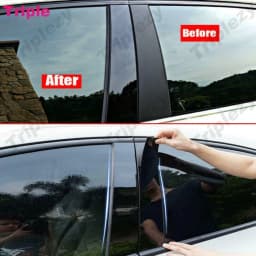 8Pcs Glossy Piano Black/Carbon Fiber/Chrome Car Door Window B C Pillar Post Cover Trim Sticker For Mazda 3 BK Sedan 2003-2008