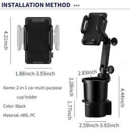 Car Cup Holder Expander with Cell Phone Mount 360 Rotation Cup Holder Expander Smartphone Mount Auto Interior Accessories