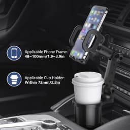 Car Cup Holder Expander with Cell Phone Mount 360 Rotation Cup Holder Expander Smartphone Mount Auto Interior Accessories