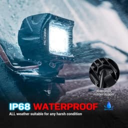 MICTUNING Car Led Work Light 4" 18W LED Flood/Spot Work Lamp With Amber Ambient Light for Jeep ATV SUV Truck Boat (2pcs)