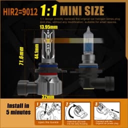 2pcs HIR2 Led Headlight Canbus No Error 9012 Car Bulb High Power 6000K White Light Diode Lamp 12v 55w For Toyota IQ 2009 ~ 2015