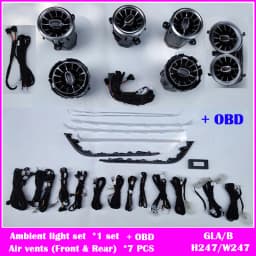 LED Dashboard Door Decorative Lamp For Benz GLA H247 B W247 GLB X247 MB 64-color Air Vent Outlet Nozzle Tweeter Ambient Light