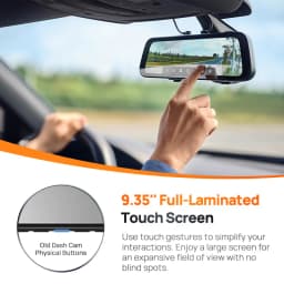 70mai Rearview Dash Cam S500 9.35'' Touch Screen 70mai S500 Car DVR 3K Super Capacitor Dual-Channel HDR Voice Control 24H Park