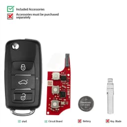 1/2/3pcs Xhorse XEB520EN replace XEB510EN with XT57B Super Chip 3 Button Car Remote Key for Volkswagen Keys for VVDI Key Tool