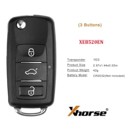 1/2/3pcs Xhorse XEB520EN replace XEB510EN with XT57B Super Chip 3 Button Car Remote Key for Volkswagen Keys for VVDI Key Tool