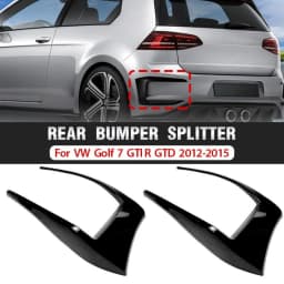 For VW Golf 7 7.5 MK7 MK7.5 GTI R GTD R400 2013-2020 Rear Bumper Brake Lamp Spoiler Trim Glossy Black 1Pair Frame Strip Canard