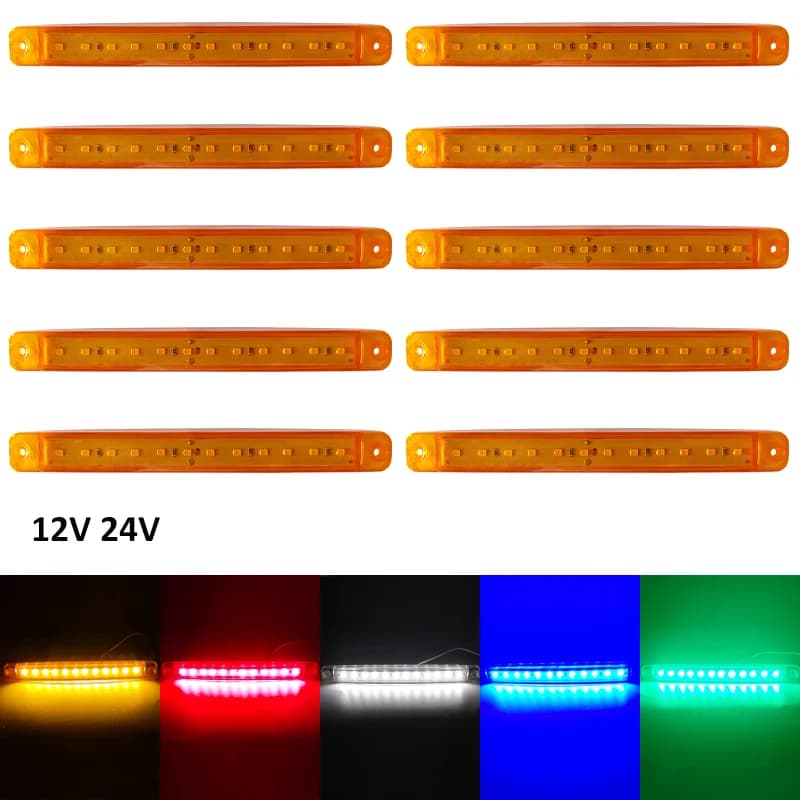 10PCS 12V 24V 12LED Side Marker Indicator Lights Front Rear LED Indicator Turn Signal Lamp for Car Truck Trailer Lorry Bus