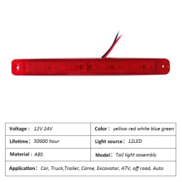 10PCS 12V 24V 12LED Side Marker Indicator Lights Front Rear LED Indicator Turn Signal Lamp for Car Truck Trailer Lorry Bus