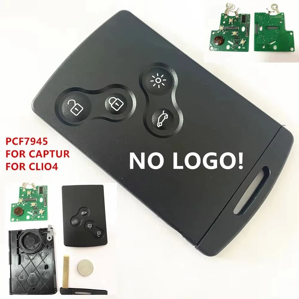 NO LOGO! 5pcs/lot 4 Button Clio4 Keyless Car Key Smart Card Remote 433MHz 4A Chip for Rena Clio IV 4 Captur Key 2009-2017