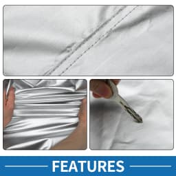 UXCELL Front Half Car Cover 220x160cm Bonnet Cover Waterproof Outdoor Engine Hood Half Cover 210D with Reflective Tape
