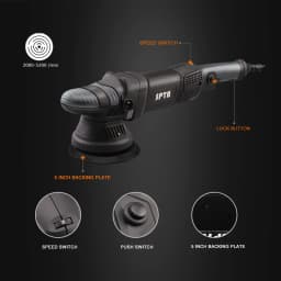 SPTA 5 Inch 780W Dual Action Car Polisher Auto Orbit 15mm Polishing Machine with Sponge Pads Accessories for Vehicle Buffing
