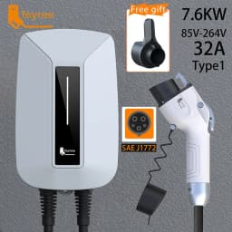 Feyree EV Charger Type2 Plug EVSE Wallbox 32A 7KW IEC62196-2 Socket 1 Phase 5m Cable Wallmount Charging Station for Electric Car