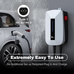Feyree EV Charger Type2 Plug EVSE Wallbox 32A 7KW IEC62196-2 Socket 1 Phase 5m Cable Wallmount Charging Station for Electric Car