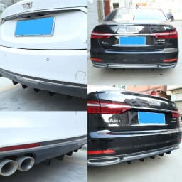 10 Fins Rear Shark Chassis Fin Style Curved Bumper Lip Diffuser For Audi A3 A4 A5 A6 Spoiler Universal Car Rear Bumper Lip 2pcs