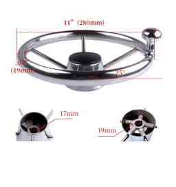 Boat Accessories Steering Wheel With Knob Stainless Steel 5 Spoke 25 Degree 11'' For Marine Yacht