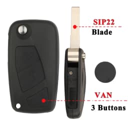 Jingyuqin 10pcs/lot GT10/SIP22 Black/Blue Flip Remote Key Shell Case For FIAT Punto Ducato Stilo Panda Iveco Lancia 2/3 Buttons