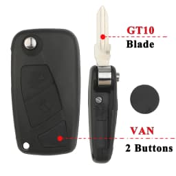 Jingyuqin 10pcs/lot GT10/SIP22 Black/Blue Flip Remote Key Shell Case For FIAT Punto Ducato Stilo Panda Iveco Lancia 2/3 Buttons