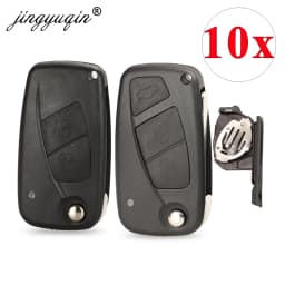 Jingyuqin 10pcs/lot GT10/SIP22 Black/Blue Flip Remote Key Shell Case For FIAT Punto Ducato Stilo Panda Iveco Lancia 2/3 Buttons