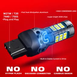 2pcs Car W21/5W LED Blub Daytime Running Light W21W 7443 7440 DRL For Mazda 2 DL DJ 3 BP BT-50 CX-30 CX-5 KF CX-9 MX-5 RF Targa