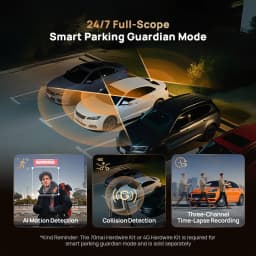 70mai 4K T800 3-Channel Dash Cam, Front Rear Interior Triple HDR, Supercapacitor Built-in GPS&ADAS, 24H Parking Guardian 4G LTE