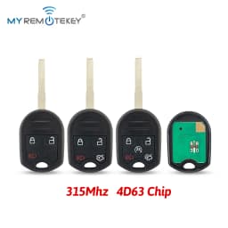 MYREMOTEKEY Remote Head Key 315Mhz HU101 Blade with 4D63 Chip for 2012-2019 Ford Fiesta Escape Focus C-Max Transit Connect