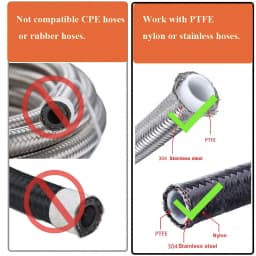 AN4 AN6 AN8 AN10 3m/10ft E85 Tube Nylon Stainless Steel Braided PTFE Black Fuel Line Fitting Kit with 6 pcs Swivel Hose Ends